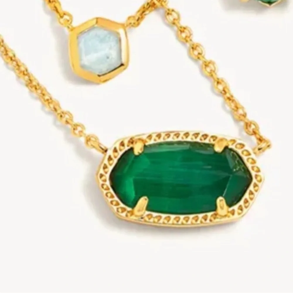 Kendra Scott Gold and Green Necklace with Emerald Stone - Picture 3 of 3
